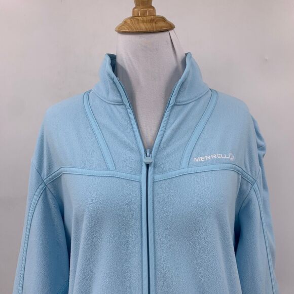 Merrell Aeroblock Jacket Womens XL Extra Large Baby Blue Zip Up Fleece Collar - Picture 3 of 13